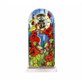 GOEBEL Tischuhr Tiffany - Schmetterlinge, Bunt