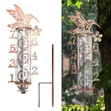 DTYGUIXE Regenmesser für Garten Frostsicher, Garten Niederschlagsmesser, 60 * 12cm Wetterfest Wassermesser mit Klarer Skala, Metall Vogel Wassermengenmesser für Rasen, Terrasse, Feldern, Innenhöfen