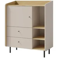 Deine Möbel 24 Kinderkommode, Beige, Eiche, Holzwerkstoff, 2 Schubladen,