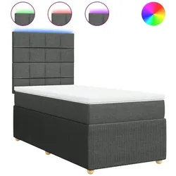 vidaXL Boxspringbett mit Matratze Dunkelgrau 80x200 cm Stoff