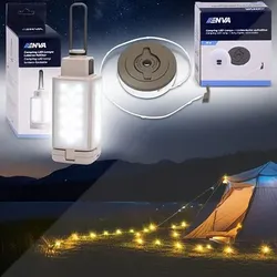 Enva 1x Camping LED Lampe m. Lichterkette 10m + 1x LED Camping Laterne