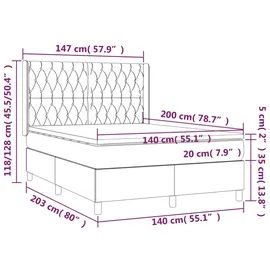 vidaXL Boxspringbett mit Matratze Dunkelbraun 140x200 cm Stoff