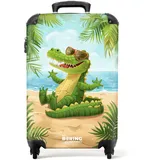 NoBoringSuitcases.com Kinderkoffer, Kinder Koffer, Koffer Kinder, Kinder Reisekoffer, Trolley Handgepäck, Kindertrolley, Kinder Koffer mit Rollen, Handgepäck 55x40x20 cm (Krokodil - Grün)