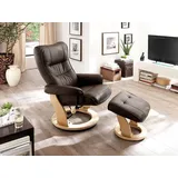Robas Lund Relaxsessel Montreal Leder 49 x 105 x 132 cm Braun mit Hocker