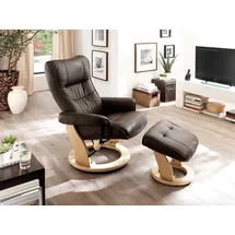 Robas Lund Relaxsessel Montreal Leder 49 x 105 x 132 cm Braun mit Hocker