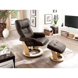 Robas Lund Relaxsessel Montreal Leder 49 x 105 x 132 cm Braun mit Hocker