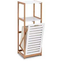 Zeller Standregal mit Wäschesammler Bamboo & White 98 cm x 33 cm x 36,3 cm Weiß