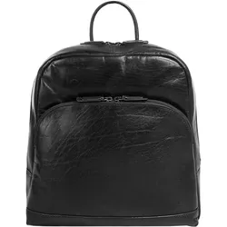Tagesrucksack X-ZONE, Gr. B/H/T: 32cm x 30cm x 11cm, onesize, schwarz, Rindsleder, Leder, Retro, modisch, Rucksäcke, echt Leder