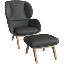 flexlux Ohrensessel "Adria", grau (warm mineral grau), B:78cm H:100cm T:96cm, 100% Echteder, Sessel, Ohrensessel, Stil & Komfort, organische Form, Fuß Eiche