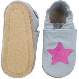 HOBEA-Germany Kitaschuhe grau Stern pink 20/21 - 18 Monate) Kautschuksohle