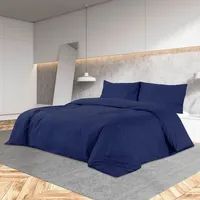 VidaXL Bettwäsche-Set Marineblau 140x200 cm Baumwolle