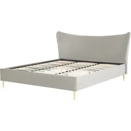 Beliani Chaleix 180 x 200 cm Hellgrau Gold
