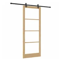 vidaXL Haustür Schiebetür Natur 93 x 232 cm Massivholz Kiefer und Glas (1-St) schwarz