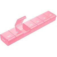 AUVON Tablettenbox 7 Tage, Pillendose mit verbessertem offenem Design, Medikamentenbox Deutsch, BPA-freier tragbarer Pillenbox für Medikamente, Vitamine, Fischöl, Nahrungsergänzungsmittel usw.(Rosa)