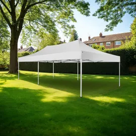 Tectake Faltpavillon 3 x 6 m inkl. 2 Seitenteile weiß