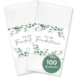 100x Freudentränen Hochzeit Taschentücher Banderolen - Eukalyptus DIY Banderolen als Deko für Gäste-Taschentücher (Taschentücher nicht enthalten)