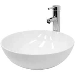 LuxeBath Waschbecken Keramik mit Ablaufgarnitur Waschtisch Ø 400 x 147 mm Weiß