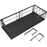 Eisen Hänge Blumenregal Korb, schwarzes Metall Balkon Blumenregal hängender Blumentopf Aufhänger, Sukkulenten dekoratives Geländer Regal für Patio Garten(For 6.5cm railing)