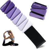 BECOJADDE Ankle Weights Set von 2 (Je 0.45kg) für Frauen Männer Gewichtsmanschetten für Beine und Arme Adjustable Handgelenk Gewichte for Home Pilates Joggen Walking Workout Yoga, Lila