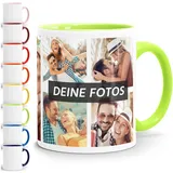 SpecialMe® Tasse personalisiert Fotocollage Fototasse 9 Fotos persönliches Foto-Geschenk Kaffeetasse Bild selbst gestalten Weiss-innen-hellgruen standard
