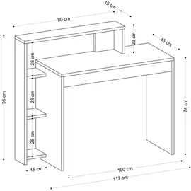 Skye Decor Skye Decor, Uma, Schreibtisch, 100 % MELAMINBESCHICHTETE SPANPLATTEN, Eiche, 95 x 45 x 117 cm - Braun