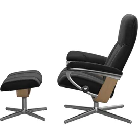 Stressless Stressless® »Consul«, (Set, Relaxsessel mit Hocker), mit Hocker, mit Cross Base, Größe S, M & L, Holzakzent Eiche schwarz