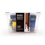 Liquitex Basics - Acrylfarben Starterset, monopigmentierte Künstlerpigmente, lichtecht, mittlere Viskosität, Archivqualität, seidenglänzender Finish, - Liquitex Basics Acryl Starter Box