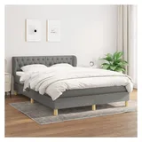 vidaXL Boxspringbett mit Matratze Dunkelgrau 140x200 cm Stoff