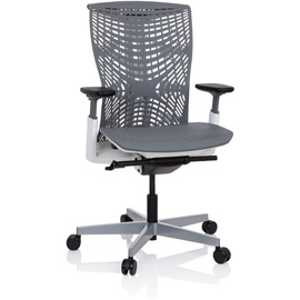 HJH Office Bürostuhl SKOPE TPE Grau/Weiß ergonomischer Schreibtischstuhl, Flexible Rückenlehne, Sitztiefe & Armlehnen verstellbar