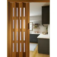 Forte Falttür Falttür Schiebetür Nischentür kürzbar B 88,5 xH 202 cm Buche 4 Fenster (1 Stück), abwaschbar und für Naßräume geeignet braun