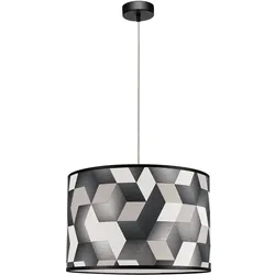 BRITOP LIGHTING Pendelleuchte "ESPACIO", bunt (schwarz, weiß, beige), Ø 40cm H: 120cm, Lampen, Hängeleuchte, Lampenschirm aus laminierter Tapete, Kürzbar