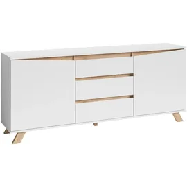 byLIVING Sideboard Valentin 180 x 80 x 38 cm Weiß / Artisan Eiche hell-braun