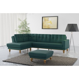 sit&more Ecksofa »Orient 5 V L-Form«, mit Strass-Stein, wahlweise mit Bettfunktion und Bettkasten, grün