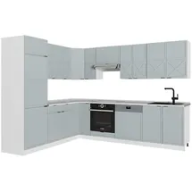 Vicco Winkelküche L-Form 227 x 287 cm Hellblau-grau/Weiß