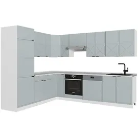 Vicco Winkelküche L-Form 227 x 287 cm Hellblau-grau/Weiß