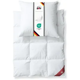 ribeco germany Daunenbettdecke Johanna 135x200 cm & Kopfkissen 80x80 cm im 2er Set –Daunendecke & Kopfkissen aus Federn & Daunen, allergikerfreundlich, Made in Germany, Wärmeklasse: warm