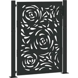 vidaXL Gartentor Schwarz 105x130 cm Stahl Flammen-Design