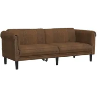 vidaXL 3-Sitzer Sofa Braun Kunstleder Wildleder-Optik