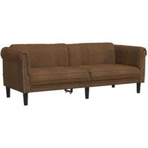 vidaXL 3-Sitzer Sofa Braun Kunstleder Wildleder-Optik