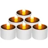 6 Stück Solarkerzen Außen Wasserdicht, Solar Teelicht Außen, Flackernde Solar Kerzen Outdoor, Flammenlose Kerzen LED Solar Teelichter für Außen, Garten, Laterne, Balkon, Camping, Party, Hochzeit