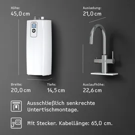 Stiebel Eltron HOT 2.6 N Premium + 3in1 c (chrom), heißes Wasser (95°C) in einer Sekunde, Set mit speziellem Wasserhahn für die Küche, TÜV geprüft