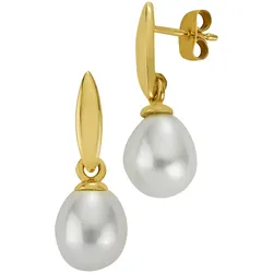 Paar Ohrstecker FIRETTI "Schmuck Geschenk Gold 375 Ohrschmuck Ohrringe Perlen", gold (gelbgoldfarben, weiß), Ohrringe, Damen, Gelbgold 375-Perlen, Gelbgold 375, Perlen, Made in Germany - mit Süßwasserzuchtperle