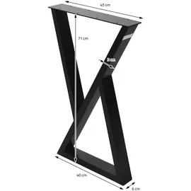 ML-Design Tischbeine 2er Set 40x71 cm X-Form, aus Stahl Schwarz | 2 Stück 40xH71cm, Tischkufen Möbelfüße für DIY-Projekte