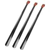 Bayli 3er Set 80cm Schuhlöffel aus Edelstahl mit Kunstleder Griff, Schuhanzieher Extra Lang in Schwarz, Schuhanziehhilfe Metall, Stabile Ausführung, Stylischer Metallschuhlöffel - XL