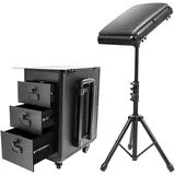 Trolley, Tattoo Koffer mit 3 Schubladen und Rollen, Kosmetikkoffer Trolley für Friseure, Nageltechniker, Schwarz (Metall)