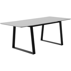 Hammel Furniture Esstisch Meza by Hammel, abgerundete Tischplatte MDF, Trapez Metallgestell, 2 Einlegeplatten weiß 165 cm x 73,5 cm x 90 cm
