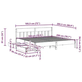 vidaXL Massivholzbett 180 x 200 cm Weiß