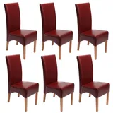 Mendler 6er-Set Esszimmerstuhl Küchenstuhl Stuhl Latina, LEDER ~ rot, helle Beine
