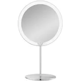 blomus LED Kosmetikspiegel MODO | Akku Schminkspiegel aus mattem Edelstahl | Touch, 3 Lichtfarben, Dimmbar | 14L x 20B x 34,5H cm | Make-Up Spiegel | 5-Fach Vergrößerungsspiegel inkl. USB-C Kabel