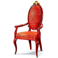 Casa Padrino Esszimmerstuhl Luxus Barock Esszimmerstuhl mit Armlehnen Rot / Gold - Prunkvoller Massivholz Stuhl im Barockstil - Barock Esszimmer Möbel - Barock Schloß Möbel - Luxus Qualität - Made in Italy